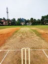 22 Yard Cricket pitch close up view from India Royalty Free Stock Photo