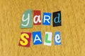 Yard garage sale discount junk bargain price merchandise Royalty Free Stock Photo