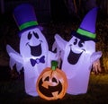 Yard Inflatable Ghosts and Pumpkin