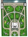 Yard landscape design illustration, bird`s eye view 3d illustration