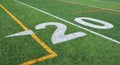 The 20-yard-line of an american football field Royalty Free Stock Photo