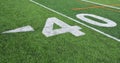 The 40-yard-line of an american football field Royalty Free Stock Photo