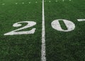 20 Yard Line on American Football Field, Copy Space Royalty Free Stock Photo
