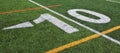 The 10-yard-line of an american football field Royalty Free Stock Photo