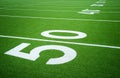 50 yard line on empty American football field Royalty Free Stock Photo