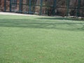 Yard Line of a Football Field with hashmarks in the foreground. Royalty Free Stock Photo