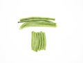 yard long bean slice on white background Royalty Free Stock Photo
