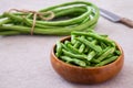 Yard long bean in wooden bowl Royalty Free Stock Photo