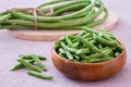 Yard long bean in wooden bowl Royalty Free Stock Photo