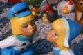 Yard ornaments of Dutch children kissing