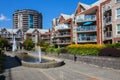 Yard with pond and fountain in Residential District Royalty Free Stock Photo