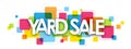YARD SALE banner on colorful squares background