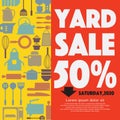 Yard Sale 50 Percent Kitchen Equipment Concept Vector