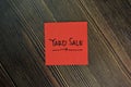 Yard Sale write on sticky notes isolated on Wooden Table Royalty Free Stock Photo