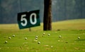 Yard signs in driving range Royalty Free Stock Photo