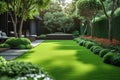 Yard transformation Green trees and a well manicured lawn enhance landscaping