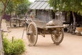 Yard with a wooden cart. Bagan, Myanmar