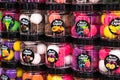 Yaremche Ukraine. 25 june 2021: Colorful bath bombs, handmade soap in jar Royalty Free Stock Photo