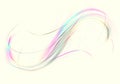Bright iridescent twisted wavy delicate lines superimposed at each other on yellowish white background