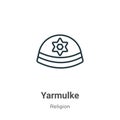 Yarmulke outline vector icon. Thin line black yarmulke icon, flat vector simple element illustration from editable religion