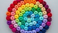Of yarn arranged in a circular gradient pattern showcasing a spectrum of Royalty Free Stock Photo