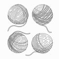Yarn ball for knitting vector sketch isolated on white background clipart. Needlework Royalty Free Stock Photo