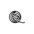 Yarn Ball for Knitting, Wool Thread. Flat Vector Icon illustration. Simple black symbol on white background. Yarn Ball Royalty Free Stock Photo