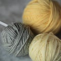 Yarn balls and needles Royalty Free Stock Photo