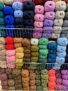 Multicolored, wool ball yarn in a store. ready for needlework. Royalty Free Stock Photo