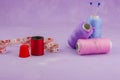 yarn bobbin of thread with needle.sewing accessories