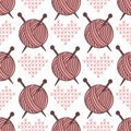 Yarn clew ball seamless pattern sewing wrapping woven paper background craft homemade fabric backdrop wallpaper vector