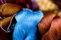 Yarn from cotton silk cocoons and natural dyes Royalty Free Stock Photo