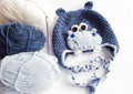 Yarn and hippo baby hat