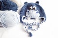 Yarn and hippo baby hat