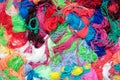 Yarn mess colourful background