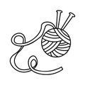 Yarn spool icon vector on white background. Knit crochet emblem design. Handmade wool shop logo. Yarn logo for handmade craftsmen