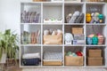 Yarn storage organization textile hobby supplies contemporary cupboard shelves