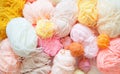 Yarn warm shades.. View from above. Rainbow colors. All colors. Yarn for knitting. Skeins of yarn Royalty Free Stock Photo