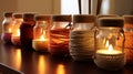 Yarn-wrapped candle jars