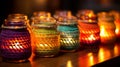 Yarn-wrapped jar candle holders