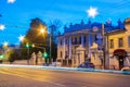 Yaroslavl. Historic buildings; 18th-19th century; Sorokin`s Estate. House with lions on the gate. Beautiful building of the 18th