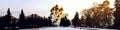 The Assumption Cathedral in Yaroslavl, Russia in winter - Golden domes and Crosses Royalty Free Stock Photo