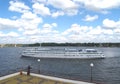 YAROSLAVL, RUSSIA. The Nikolay Karamzin ship floats across Volga