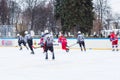 Yaroslavl, Russia - January 6, 2018: the tournament Student Ice. Teams Tekstilschik and Oreon Royalty Free Stock Photo