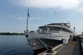 Cruise river ship,, Cosmonaut Gagarin ` at the pier of the river station of Yaroslavl