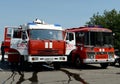 Fire trucks on the street of Yaroslavl