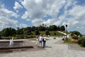 People walk in the Park on the Arrow at the confluence of the Volga and Kotorosl in Yaroslavl Royalty Free Stock Photo