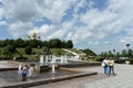 People walk in the Park on the Arrow at the confluence of the Volga and Kotorosl in Yaroslavl Royalty Free Stock Photo