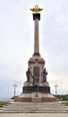 Yaroslavl, Russia, September 05, 2020: Monument to 1000th anniversary of Yaroslavl city on lower part of embankment of Yaroslavl