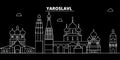 Yaroslavl silhouette skyline. Russia - Yaroslavl vector city, russian linear architecture, buildings. Yaroslavl travel Royalty Free Stock Photo